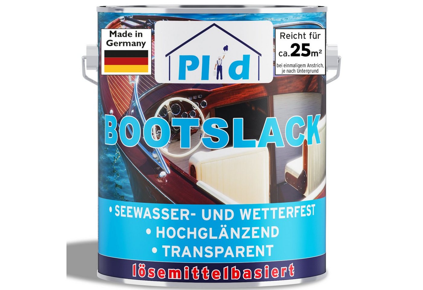 plid Klarlack Premium Bootslack Klarlack Parkettlack Holzlack Anstreichset, Schnelltrocknend von plid