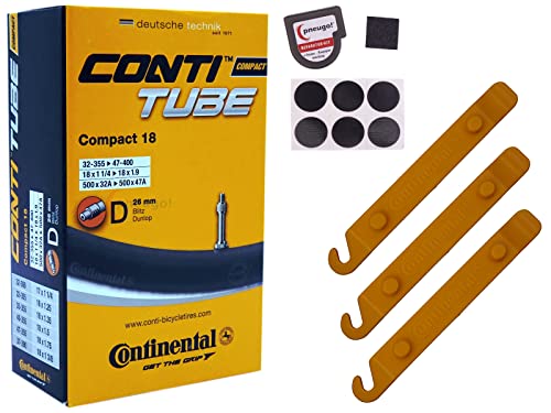 1x Schlauch Continental 47-355 (18x1.75) DV 26mm Dunlopventil +Reifenheber von pneugo!