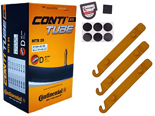 1x Schlauch Continental 54-559 (26x2.10) DV 40mm Dunlopventil +Reifenheber von pneugo!