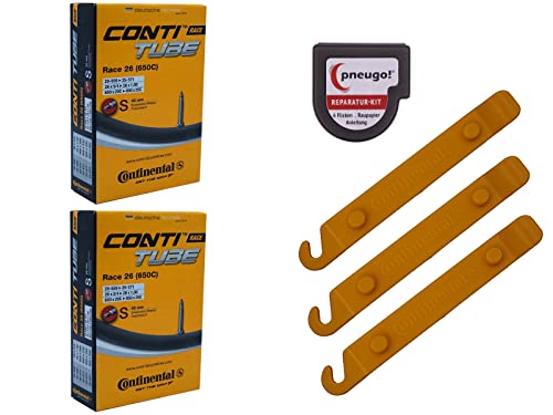 2X Schlauch Continental 23-571 650x23C SV 42mm Sclaverand +Reifenheber von pneugo!