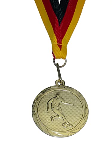 pokal-fabrik.de 10 Stück Kinder Fussball Medaillen Kindergeburtstag aus Metall mit Band und Emblem als Medaillen Fusball Kinder Mitgebsel von pokal-fabrik.de