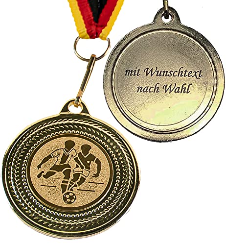 pokal-fabrik.de 10 Stück personalisierte Fussball Medaillen Kindergeburtstag mit Wunschtext aus Metall mit Band und Emblem für Kinder von pokal-fabrik.de