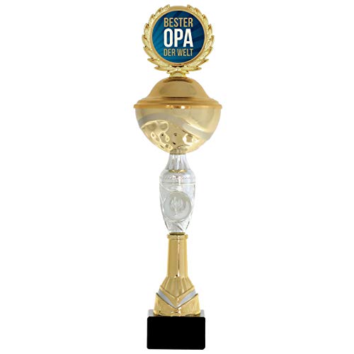 Pokal Bester Opa der Welt 31 cm PVC Metall Steinsockel von pokalspezialist