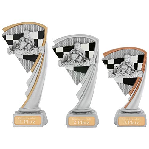 Pokal L Gold Kart Pokal Serie Arras 3 Größen Hart PVC schwer mit Gravur von pokalspezialist