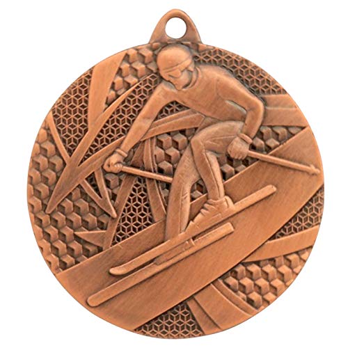 pokalspezialist 10 Stück Medaille Bronze Wintersport Ski aus Stahl 50 mm x 3 mm MMC3950 von pokalspezialist