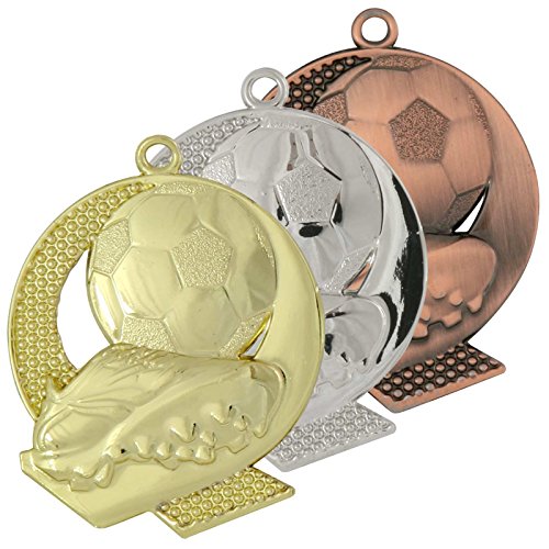 pokalspezialist 10 Stück Medaille ELIN Fußball Motiv Silber von pokalspezialist