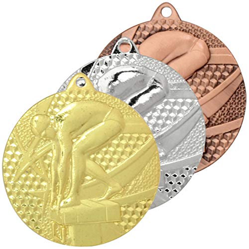 pokalspezialist 10 Stück Medaille Schwimmen 1 Medaillen rund Bronze von pokalspezialist