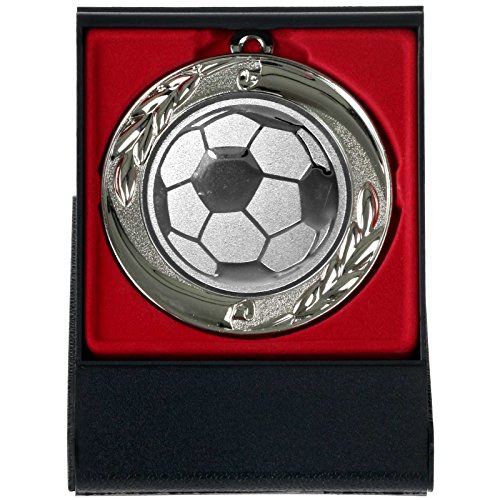 pokalspezialist Fußball Medaille Ehrenmedaille mit Etui zum Aufstellen Bronze 70mm Metall von pokalspezialist
