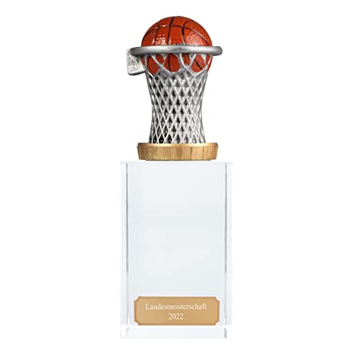 pokalspezialist Pokal, Trophäe Basketball mit Glassockel 13cm hoch Größe S mit Gravur von pokalspezialist