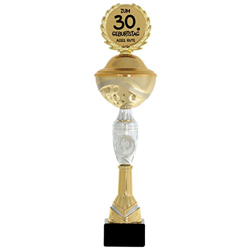 pokalspezialist Pokal 30 Jahre Geschenk zum Geburtstag 31,5 cm hoch von pokalspezialist