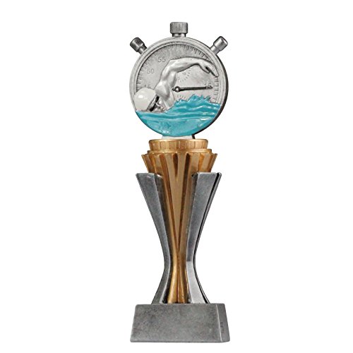 pokalspezialist Pokal Trophäe Schwimmen/Schwimmsport mit Gravur ca. 19 cm hoch Größe M von pokalspezialist