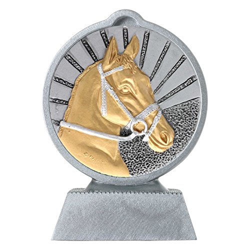 pokalspezialist Pokal mit 3D Motiv Reiten Pferde Springreiten Serie Ronny 10,5 cm hoch von KDS