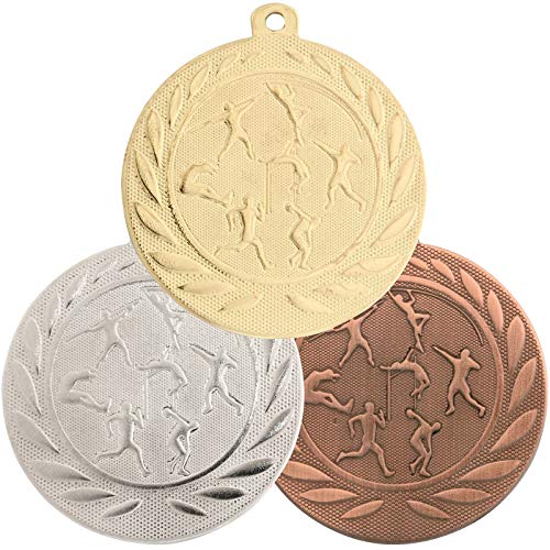 pokalspezialist Set je 10 Stück Medaille Leichtathletik Gold Silber Bronze 50 mm von pokalspezialist