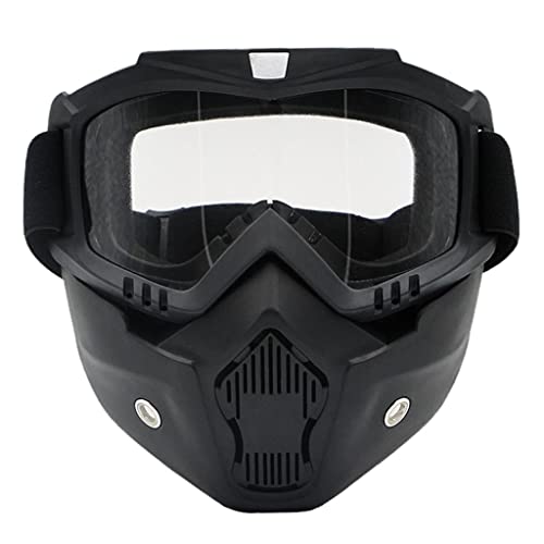 prasku Motorradbrille Mit Abnehmbarer Maske Zum Skifahren Schneemobilfahren, Klar von prasku