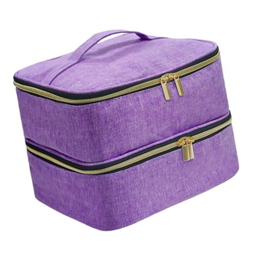 predolo Tragetasche, Nagellack-Organizer, Reisetasche, tragbare Tragetasche, Reißverschlusstasche für Make-up-Pinsel, Parfüm, violett von predolo