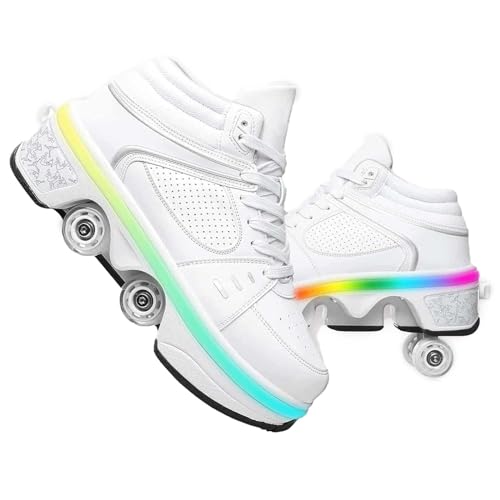 Schuhe mit Rollen, LED Leuchtend Roller Skates, Verstecktes Rollen, Verstellbare Rollschuhe für Laufsportschuhe Zum Spielen für Männer Frauen von preyrocbirds