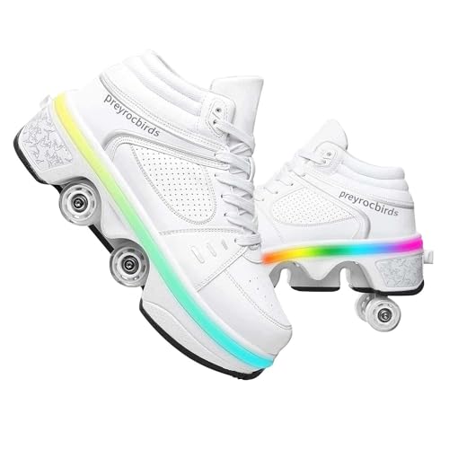 Schuhe mit Rollen, Verstellbare Rollschuhe, LED Leuchtend Skates, Verstecktes Rollen für Laufsportschuhe Zum Spielen für Männer und Frauen von preyrocbirds