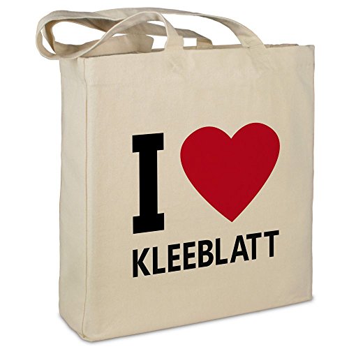 Stofftasche mit Namen Kleeblatt - Motiv I Love - Farbe beige - Stoffbeutel, Jutebeutel, Einkaufstasche, Beutel von printplanet