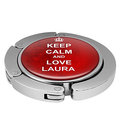 Taschenhalter Keep Calm Personalisiert mit Namen Laura printplanet Chrom von printplanet