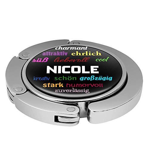 Taschenhalter Positive Eigenschaften Personalisiert mit Namen Nicole printplanet Chrom von printplanet