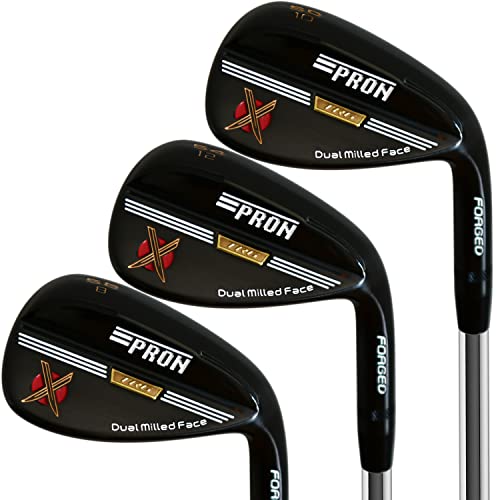 Japan Wedge USGA R A Golfschläger-Set, schwarzes Finish, 2022 TRV Modell, 52 56 60 Grad, 10 12 8 Sprungkraft, 3 Stück von pron