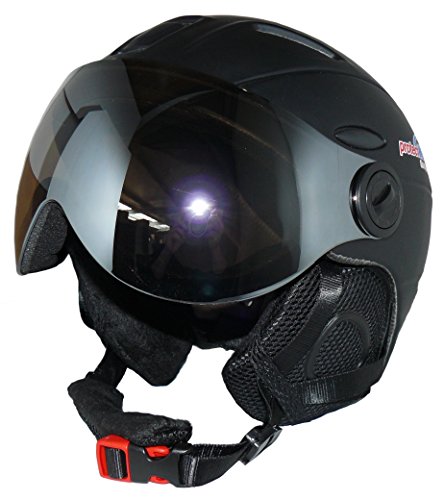 Skihelm MS95 schwarz matt mit Zwei Visieren klappbar - L von protectWEAR