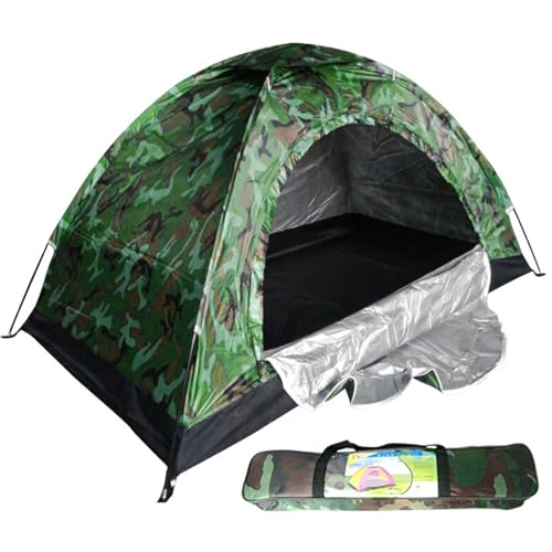 Camping -Zelt für 2 Personen atmungsaktives wasserdichtes, sonnenfestes Zelt mit Mesh -Tür abnehmbar tragbarer großer Raum Dual Reißverschluss Tarnzelt von ptumcial