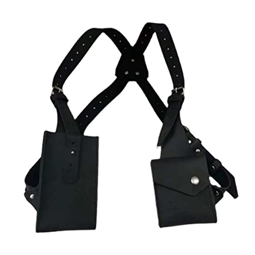 Schulter Holster-Tasche PU Lederband Anti-Diebstahl versteckte Unterarm Umhängetasche für Mann Western Cowboy Retro Outdoor Doppel Schulterbeutel Achselhöhlenbeutel Schulterholster-Holster-Tasche von ptumcial