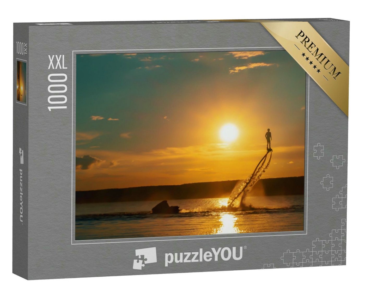 puzzleYOU Puzzle Flyboarding im Sonnenuntergang über dem Meer, 1000 Puzzleteile, puzzleYOU-Kollektionen Sport, Menschen von puzzleYOU