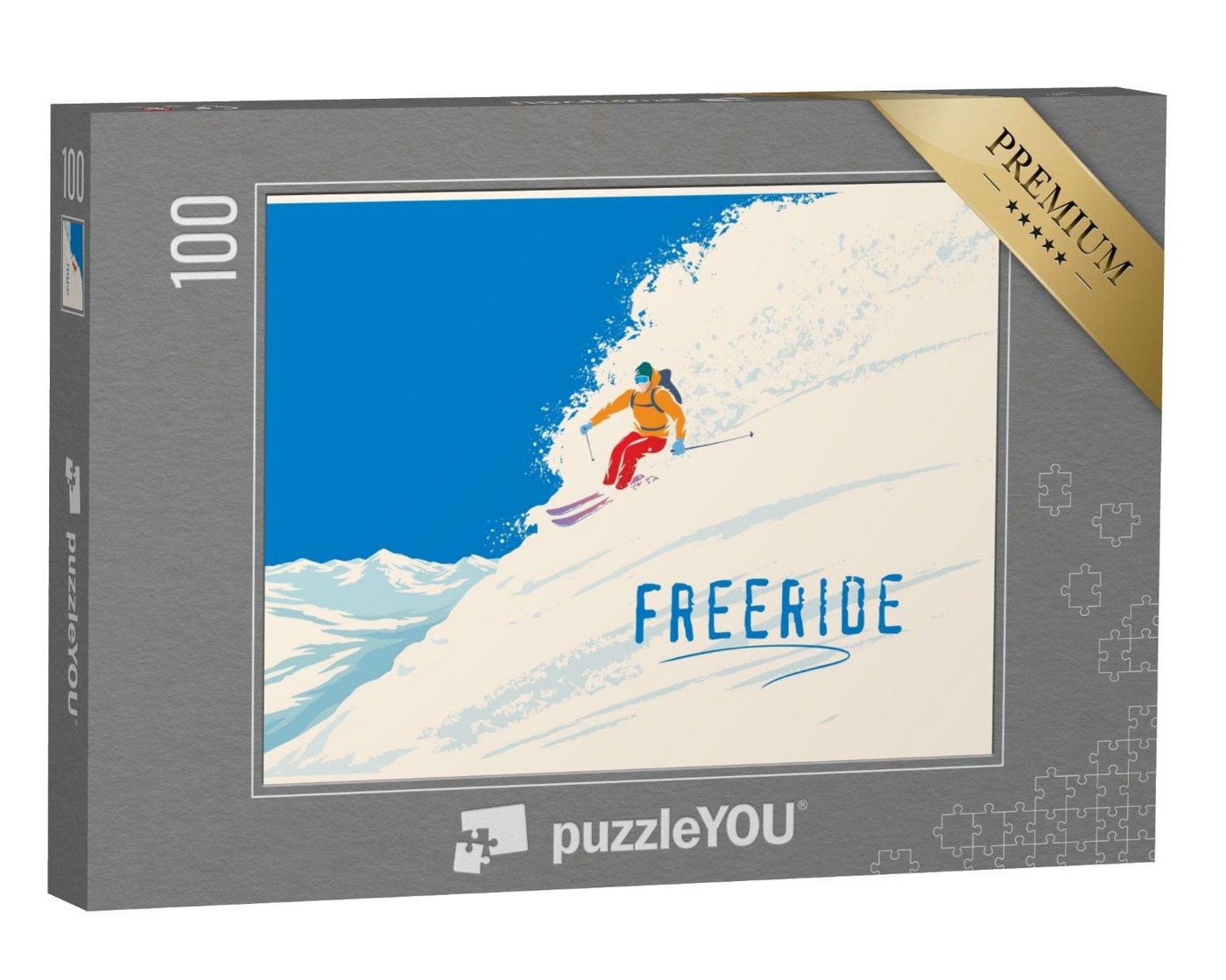 puzzleYOU Puzzle Illustration: Freerider am Steilhang, 100 Puzzleteile, puzzleYOU-Kollektionen Sport, Menschen von puzzleYOU