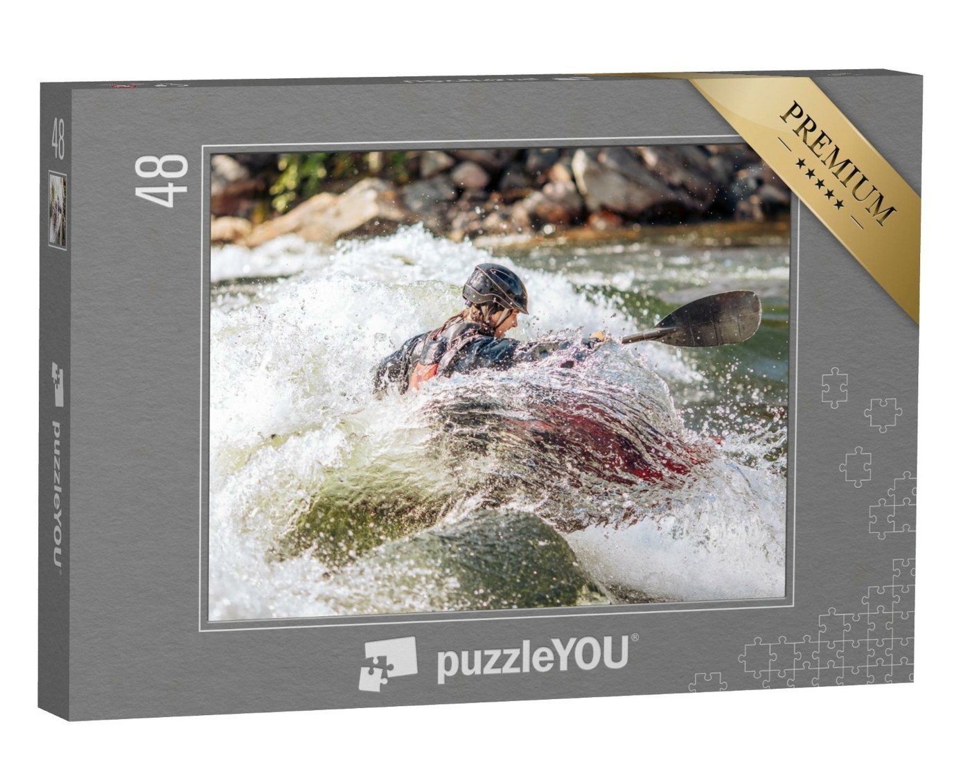 puzzleYOU Puzzle Kajak extrem im Wildwasserfluss, 48 Puzzleteile, puzzleYOU-Kollektionen Sport, Menschen von puzzleYOU