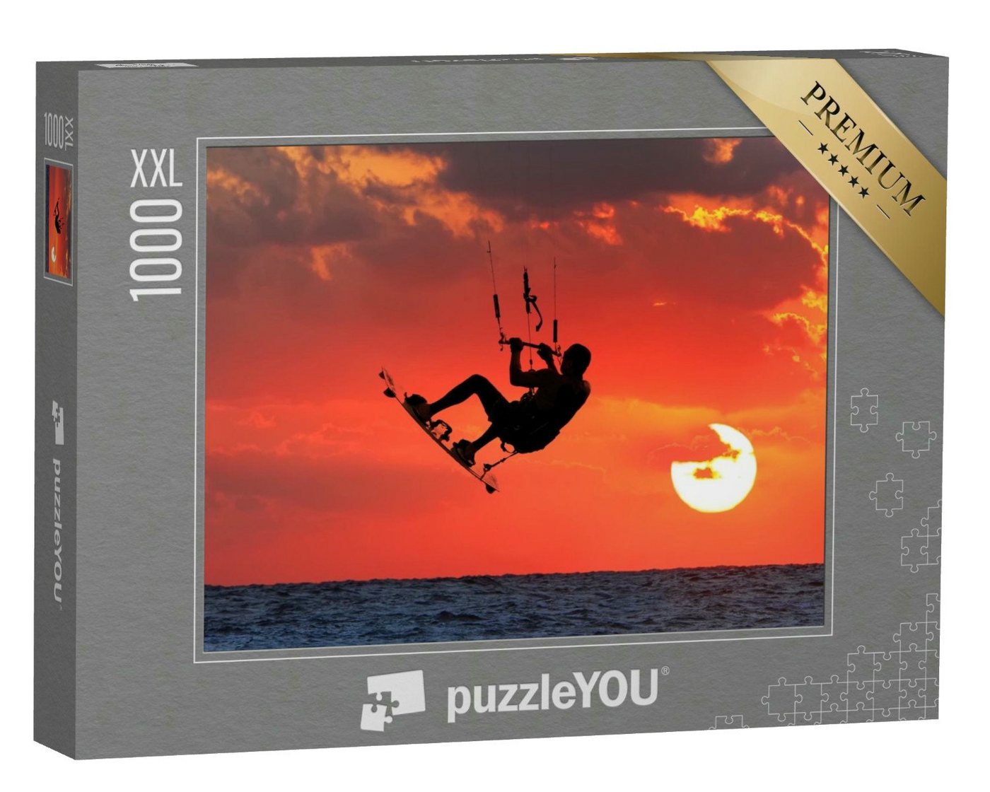 puzzleYOU Puzzle Kite-Surfen im glühenden Sonnenuntergang, 1000 Puzzleteile, puzzleYOU-Kollektionen Sport, Menschen von puzzleYOU