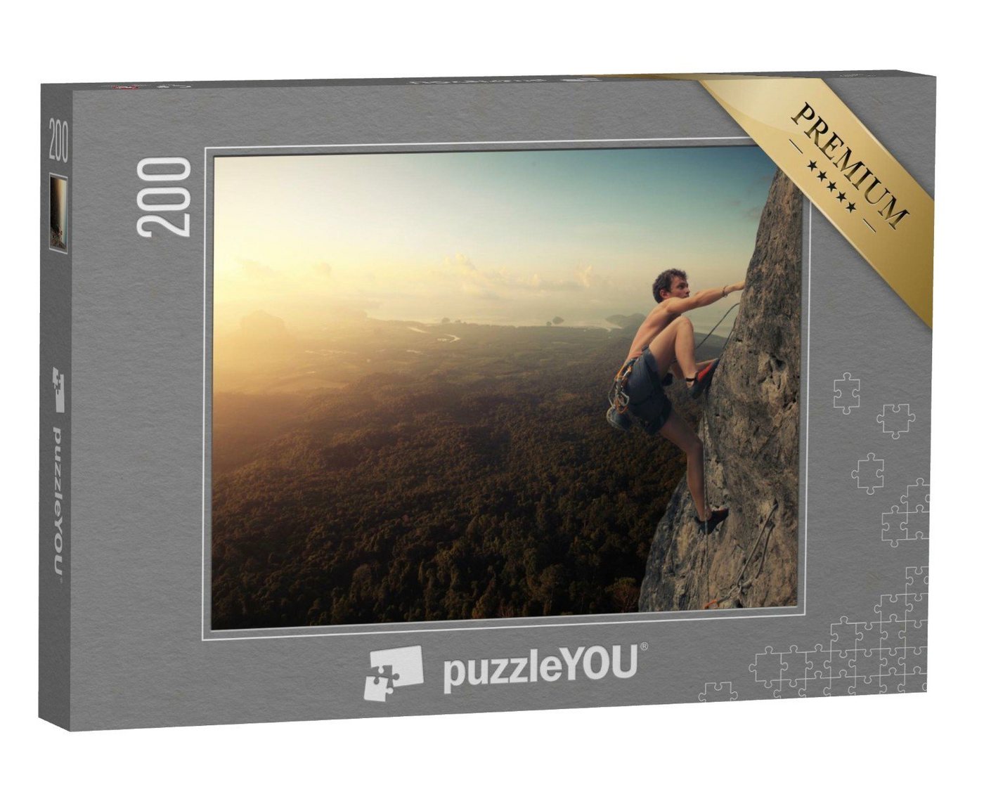 puzzleYOU Puzzle Kletterroute im Sonnenaufgang, 200 Puzzleteile, puzzleYOU-Kollektionen Sport von puzzleYOU