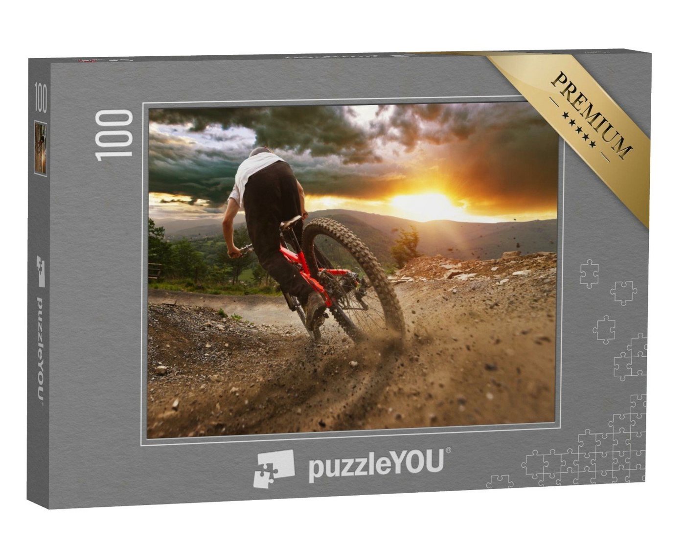 puzzleYOU Puzzle Mountainbiker bei der Abfahrt, 100 Puzzleteile, puzzleYOU-Kollektionen Sport von puzzleYOU