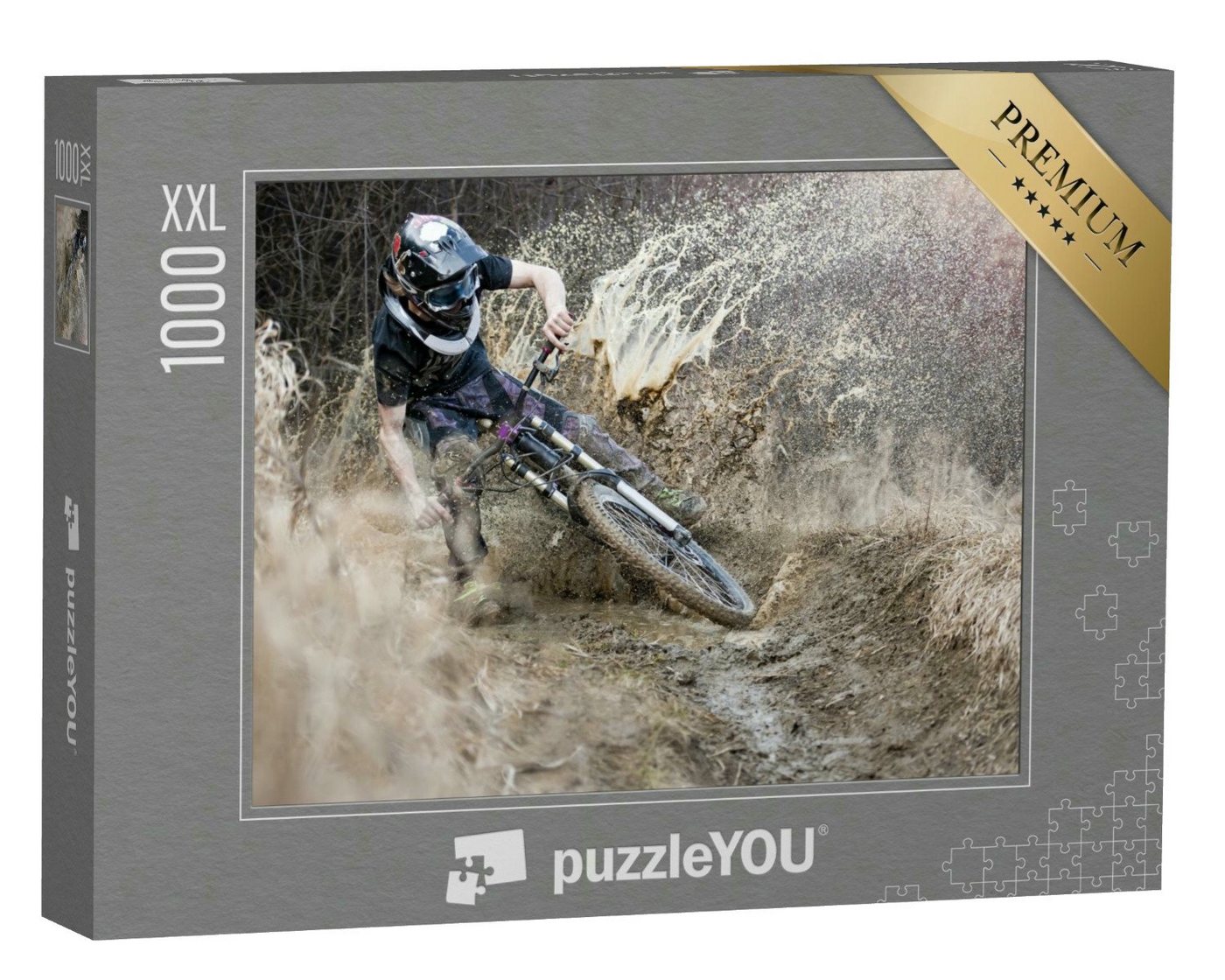puzzleYOU Puzzle Mountainbiker mitten im Schlamm, 1000 Puzzleteile, puzzleYOU-Kollektionen Sport von puzzleYOU