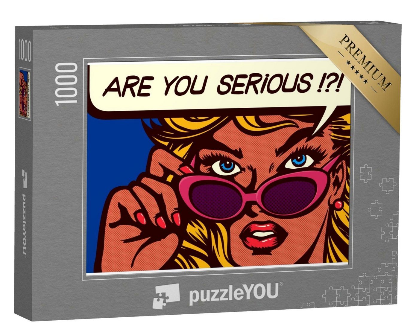 puzzleYOU Puzzle Pop-Art-Comic: skeptische Frau mit Sonnenbrille, 1000 Puzzleteile, puzzleYOU-Kollektionen Comic von puzzleYOU