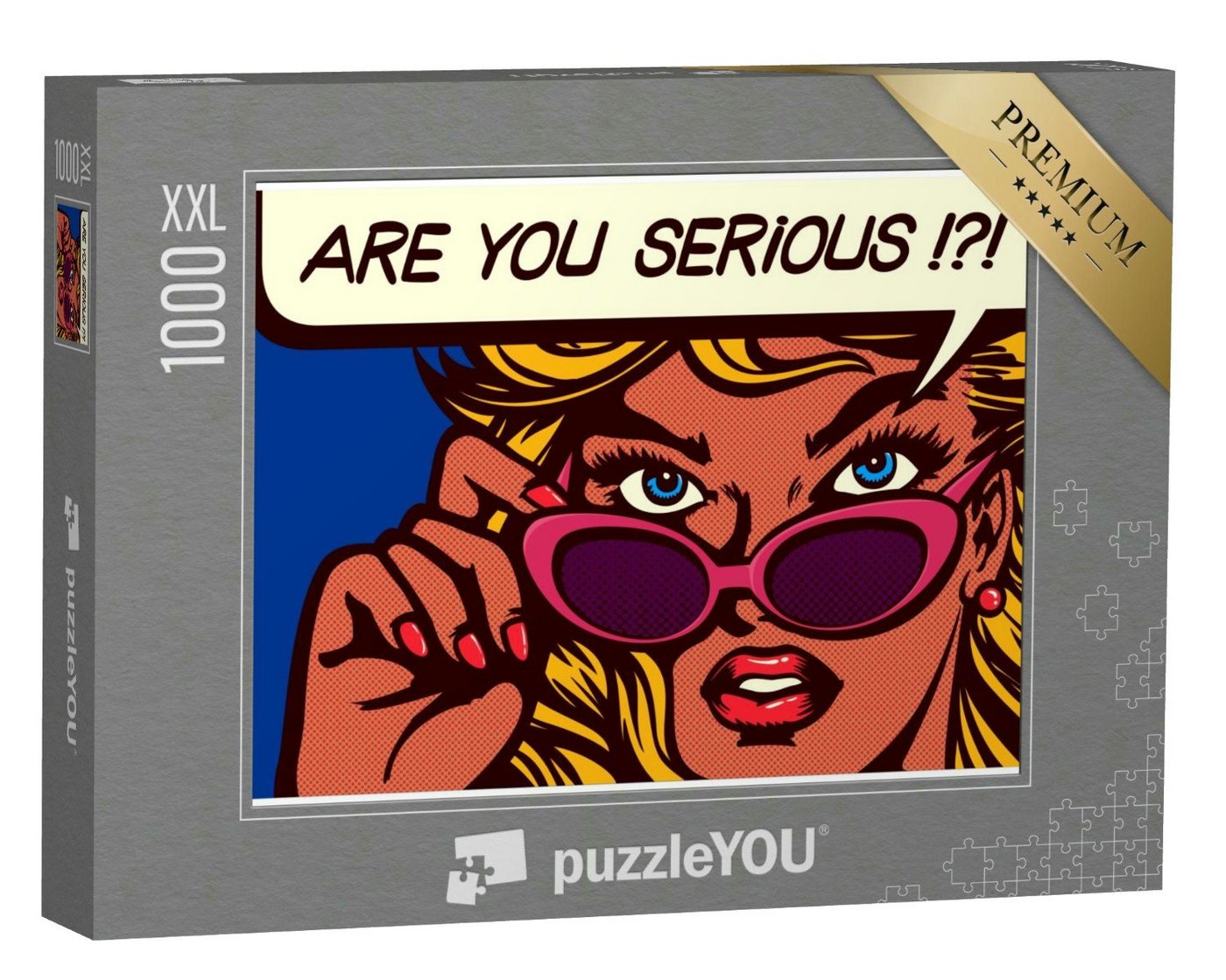 puzzleYOU Puzzle Pop-Art-Comic: skeptische Frau mit Sonnenbrille, 1000 Puzzleteile, puzzleYOU-Kollektionen Comic von puzzleYOU