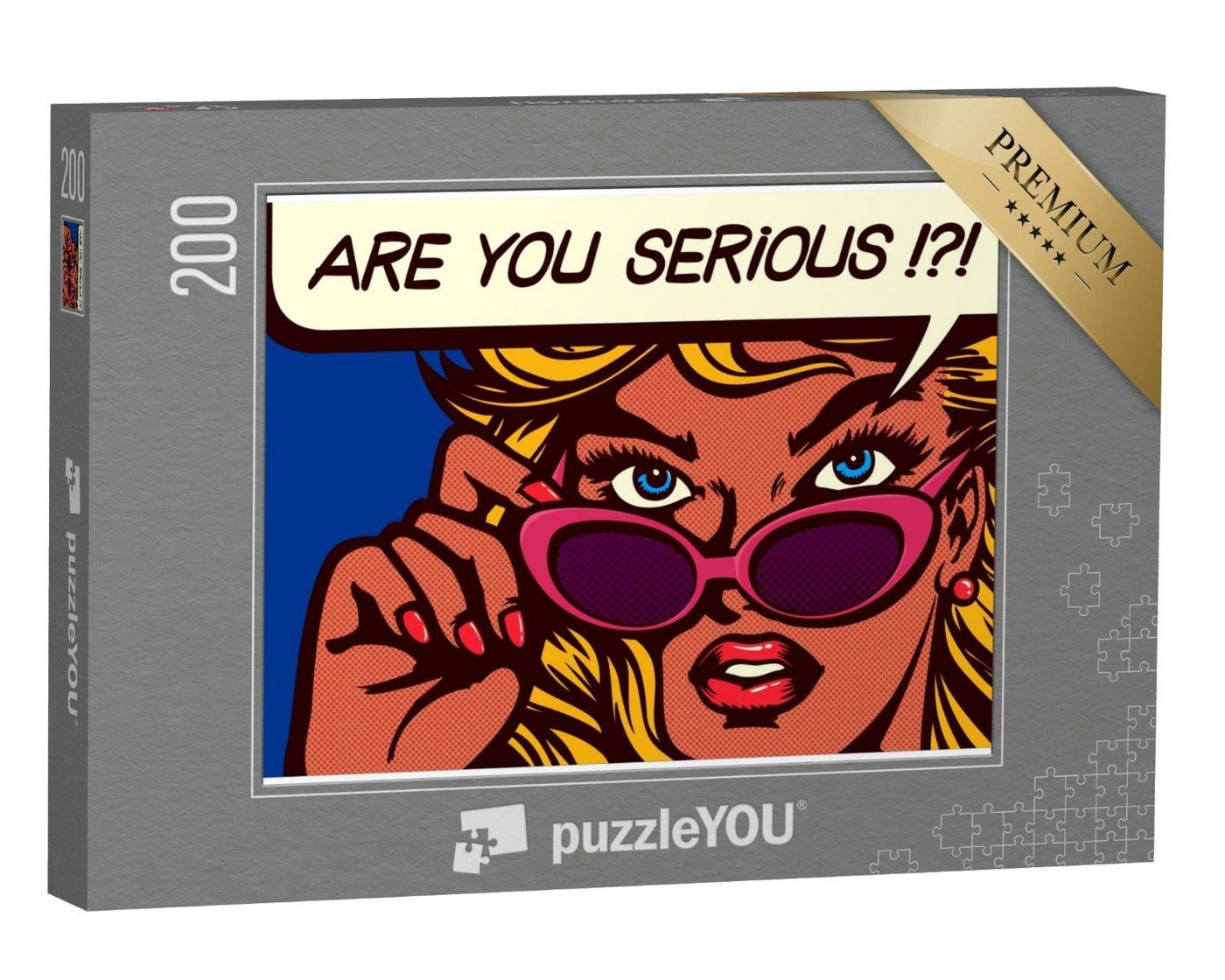 puzzleYOU Puzzle Pop-Art-Comic: skeptische Frau mit Sonnenbrille, 200 Puzzleteile, puzzleYOU-Kollektionen Comic von puzzleYOU