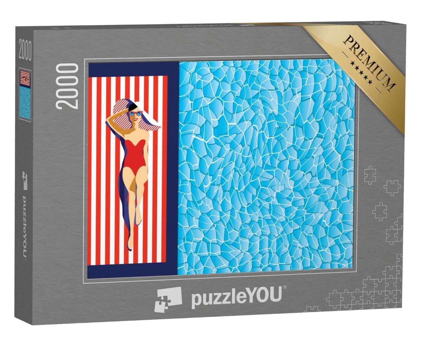 puzzleYOU Puzzle Schöne junge Frau am Pool mit Sonnenbrille, 2000 Puzzleteile, puzzleYOU-Kollektionen Vintage von puzzleYOU