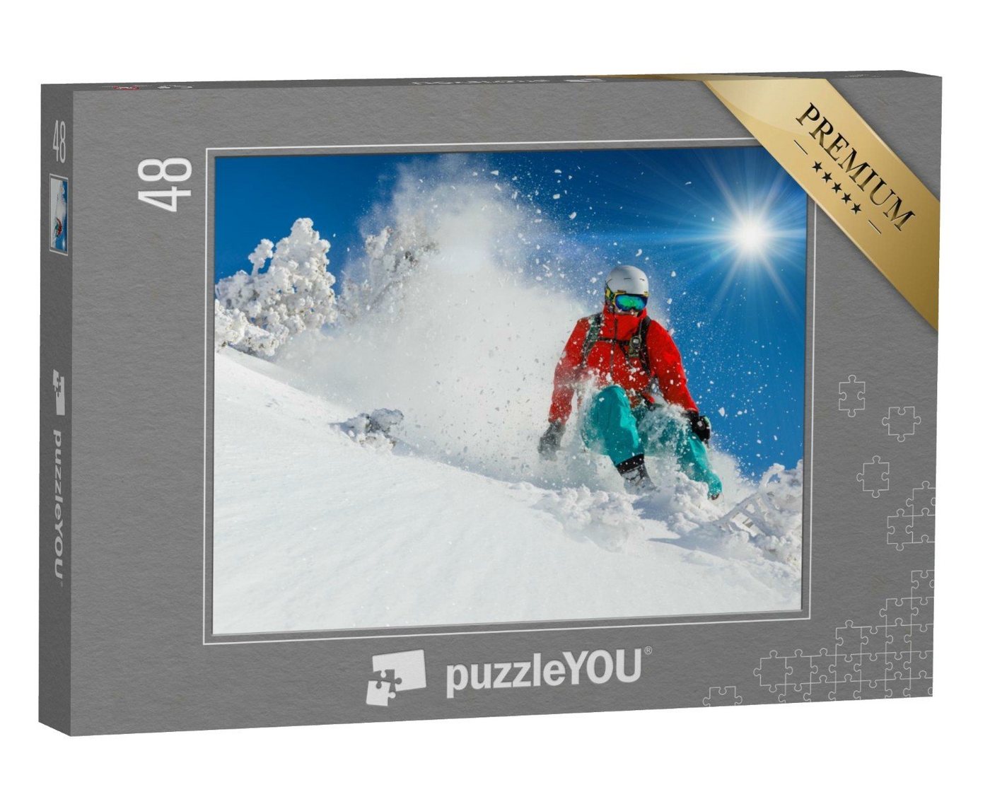 puzzleYOU Puzzle Skifahrer beim Abfahrtslauf, 48 Puzzleteile, puzzleYOU-Kollektionen Sport von puzzleYOU