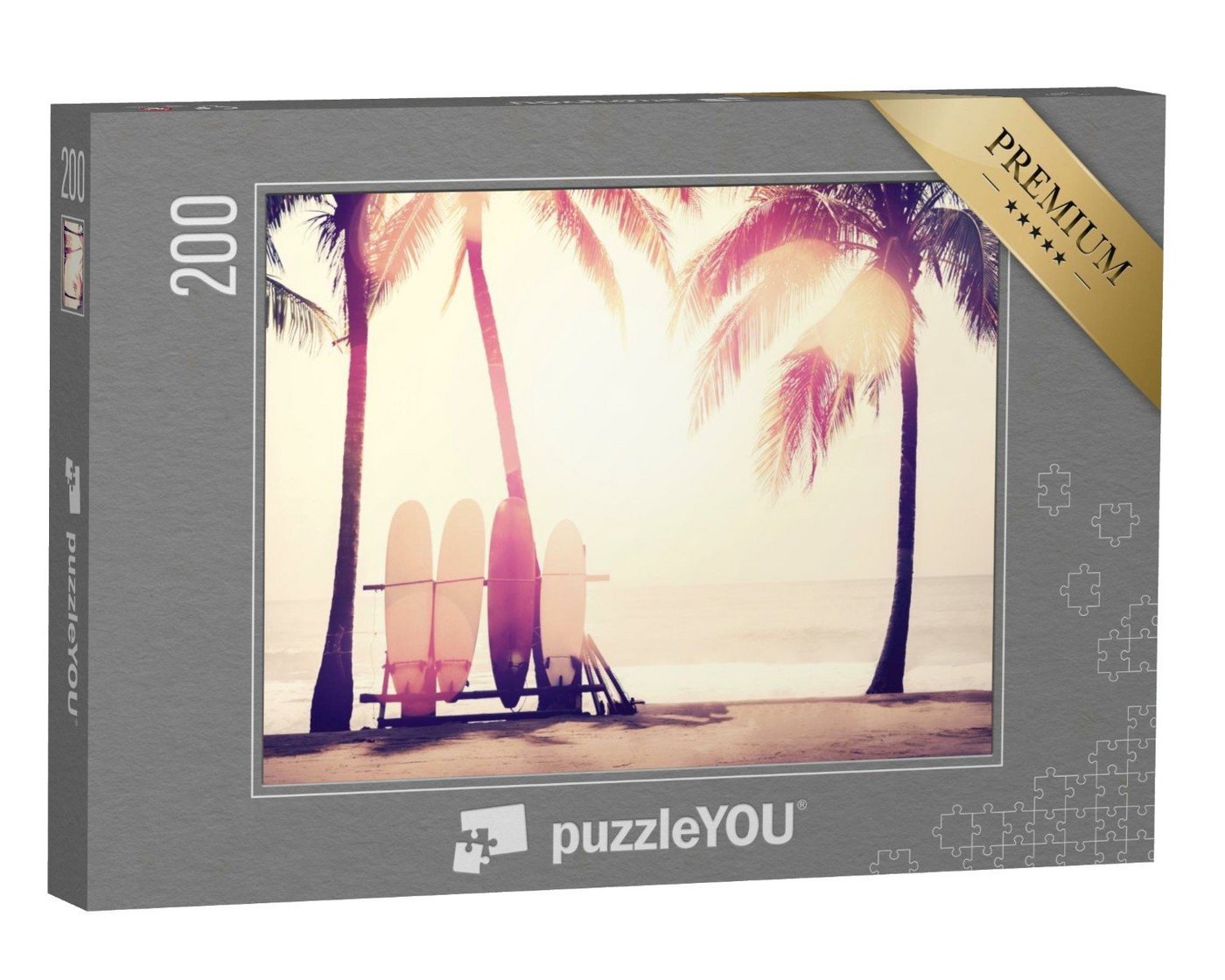 puzzleYOU Puzzle Surfbretter unter Palmen am Strand, 200 Puzzleteile, puzzleYOU-Kollektionen Sport von puzzleYOU