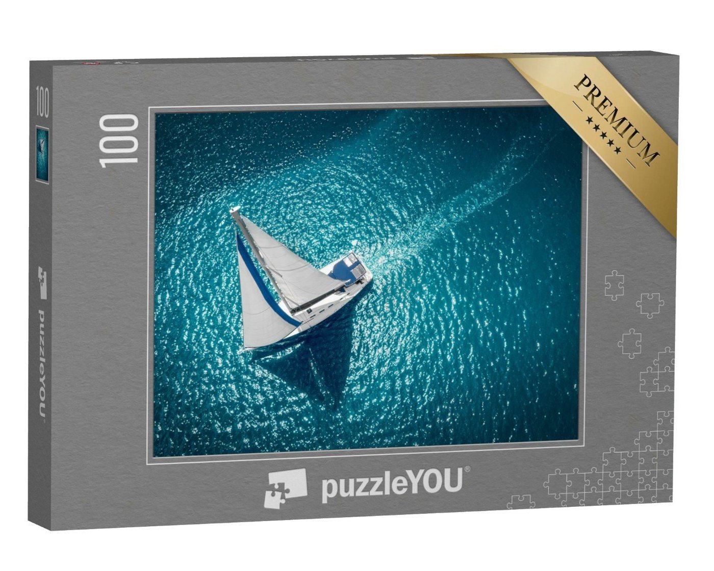 puzzleYOU Puzzle Vogelperspektive: Segelschiff auf offener See, 100 Puzzleteile, puzzleYOU-Kollektionen Sport von puzzleYOU