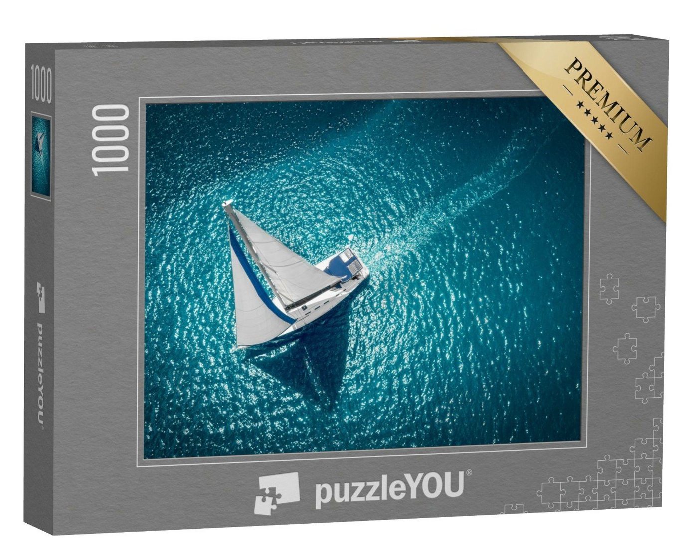 puzzleYOU Puzzle Vogelperspektive: Segelschiff auf offener See, 1000 Puzzleteile, puzzleYOU-Kollektionen Sport von puzzleYOU