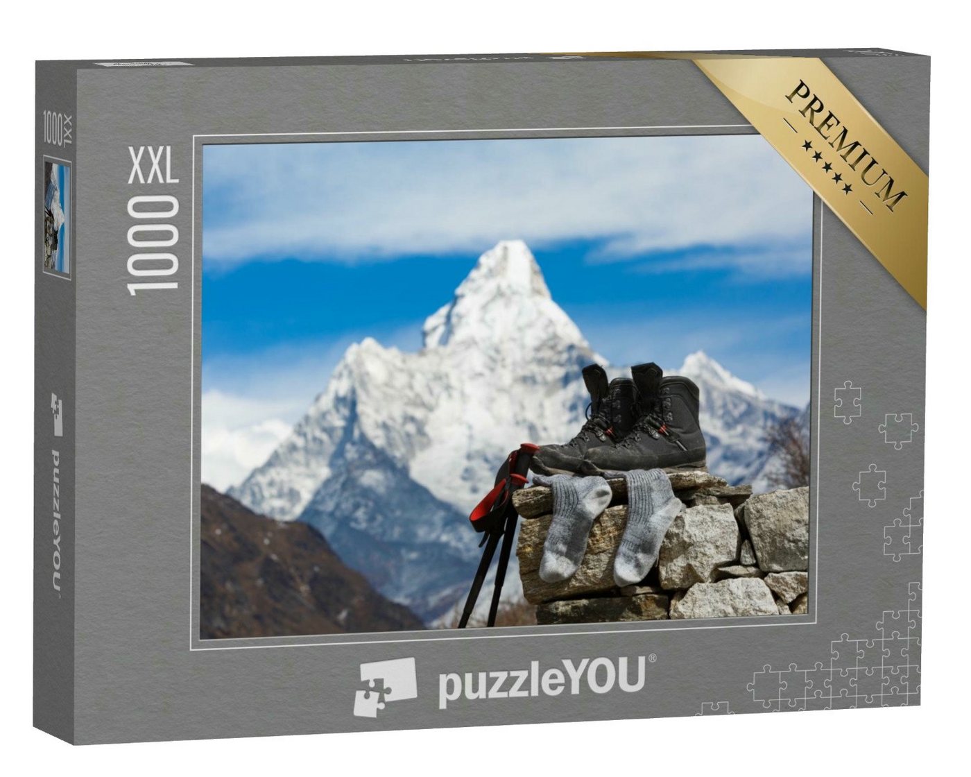 puzzleYOU Puzzle Wanderschuhe vor dem Mount Ama Dablam, Nepal, 1000 Puzzleteile, puzzleYOU-Kollektionen Nepal von puzzleYOU
