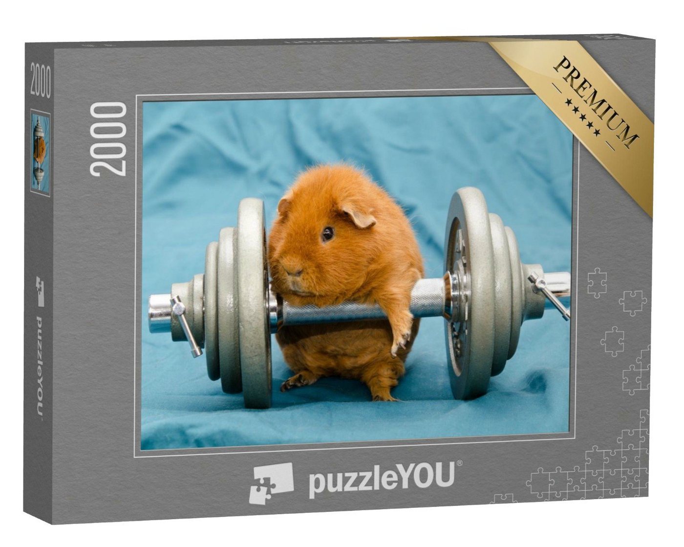 puzzleYOU Puzzle Winziges Meerschweinchen an riesiger Hantel, 2000 Puzzleteile, puzzleYOU-Kollektionen Tiere von puzzleYOU