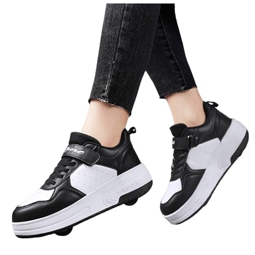 Sneaker mit Rollen mädchen, Schuhe mit Rollen für Mädchen Jungen, Kinder Rollschuhe Schuhe mit 2 Rollen Versenkbarer, Komfort Outdoor 2-in-1 Sportschuhe Skateboardschuhe Gr. 28-38 von pxjsdwe