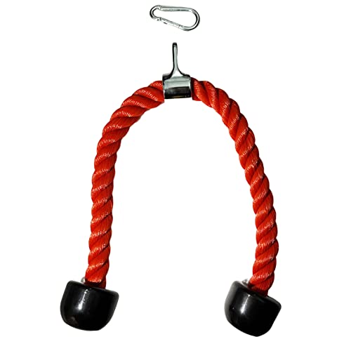 qibylift Nylon Trizepsseil gedrehtes Seil trizepstau zum herunterziehen mit rutschfesten Griffen - Bizeps, Trizeps, Fitnessstudio oder zu Hause Kabelmaschine für Zubehör (Rot) von qibylift