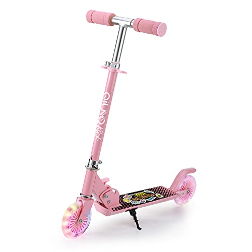 Tretroller Klappbar Verstellbare Höhe Bis 100KG Roller Kinder 6-12 Jahre mit Led Reifen Scooter für Mädchen Jungen