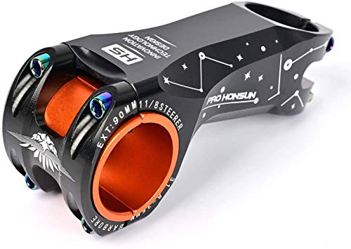 31.8/35mm -17 Grad 90mm Bike Lenker Vorbau Bunt 3D geschmiedete Legierung CNC Vorbau Fahrrad MTB Vorbau für Mountainbike, Rennrad, BMX, Track Bike (schwarz) von qqy
