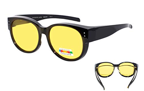 rainbow safety Sonnen-Überbrille Überzien Sonnenbrille Herren Damen Schutzbrille für Brillenträger Auto Nachtsichtbrille Polarisiert (RWN30 Nachtfahrbrille) von rainbow safety